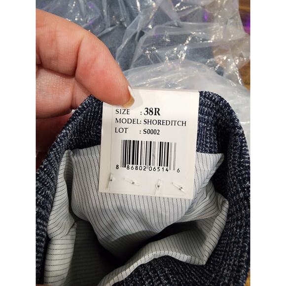 Savile Row Sport Coat Blazer Men's Size 38R Navy Shoreditch Plaid Knit 50002 - Picture 11 of 11